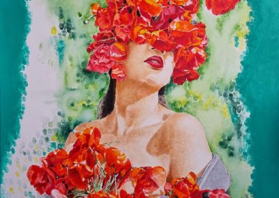 La dame aux fleurs rouges – La dama de las flores rojas